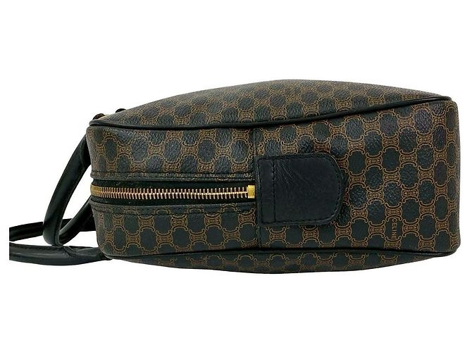 Céline Celine Macadam Blazon Handtasche aus PVC und Leder Braun Schwarz - Ansicht 5