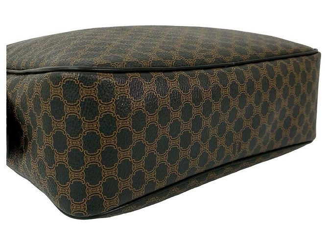 Céline Celine Macadam Blazon Handtasche aus PVC und Leder Braun Schwarz - Ansicht 7
