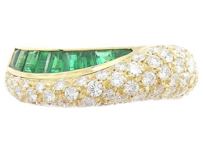 Boucheron Sasha Au750 Gelbgold Smaragd Diamant Ring Größe 11 Golden - Ansicht 2