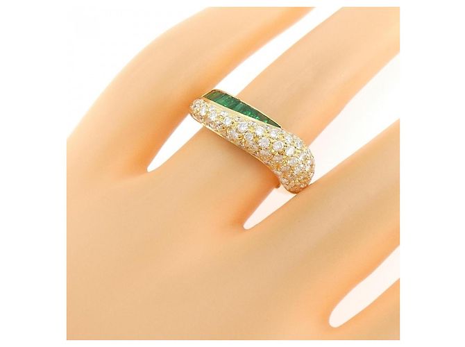 Boucheron Sasha Au750 Gelbgold Smaragd Diamant Ring Größe 11 Golden - Ansicht 5