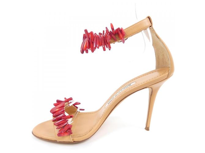 Sandali Manolo Blahnik Marrone Rosso - vista 2