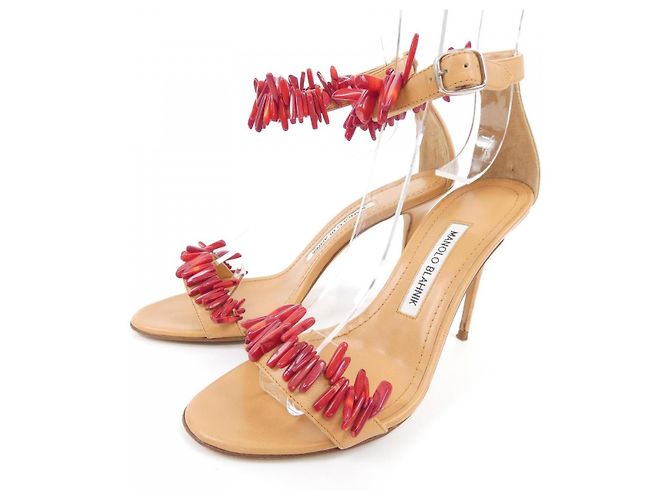 Sandali Manolo Blahnik Marrone Rosso - vista 3