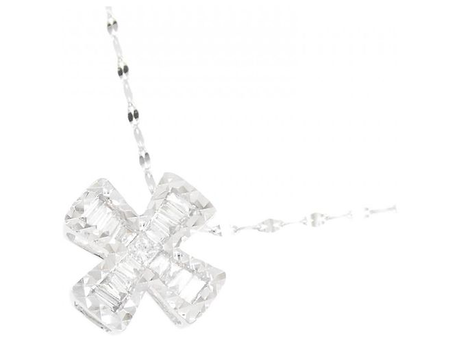Autre Marque Collana Croce in Oro Bianco Au750 e Diamanti Argento - vista 3