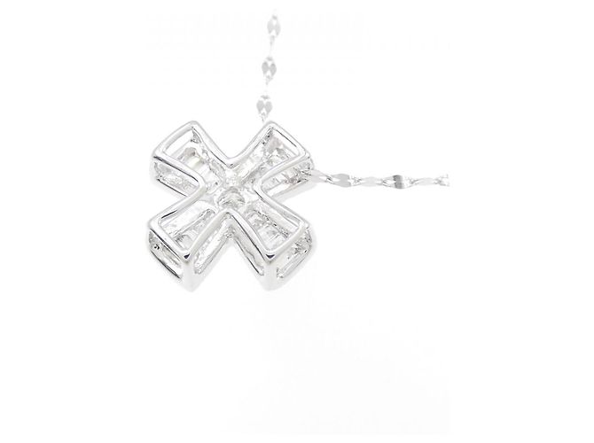 Autre Marque Collana Croce in Oro Bianco Au750 e Diamanti Argento - vista 4