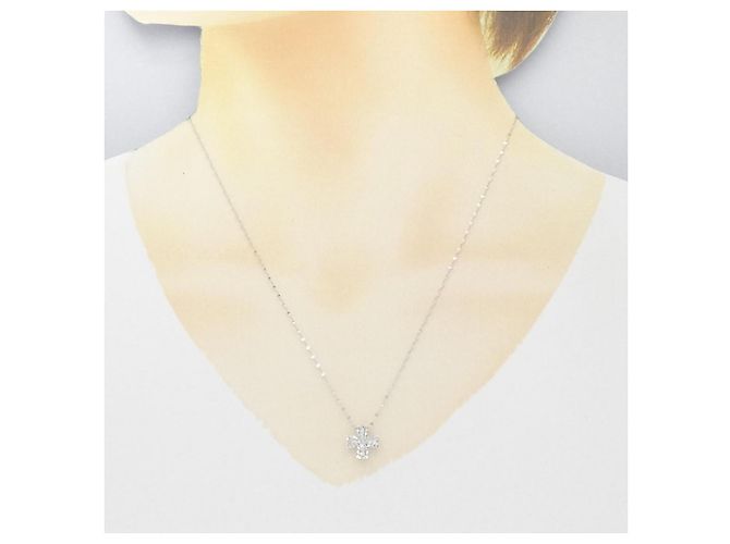 Autre Marque Collana Croce in Oro Bianco Au750 e Diamanti Argento - vista 6