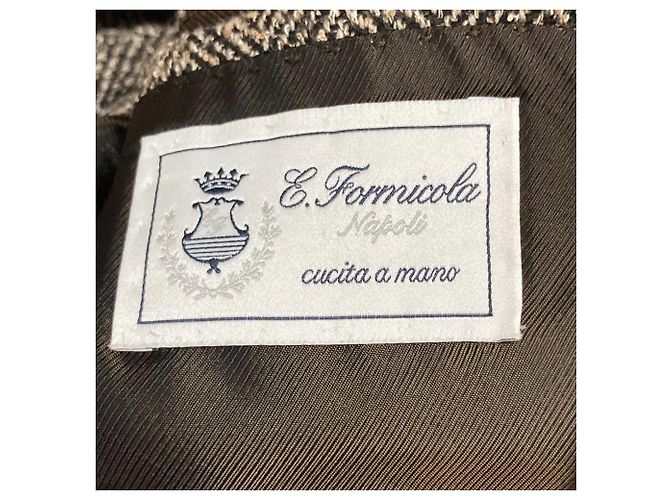 Autre Marque Abrigo de lana con estampado de espiga Errico Formicola Castaño - view 6