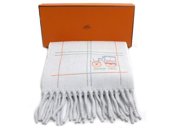 Bufanda de cachemira Hermès Grand Brodé Berlino Castaño - vista 5