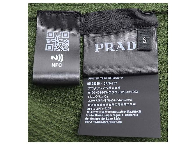 Prada Triangle Logo Wool Cashmere Knit Cap Green - view 5
