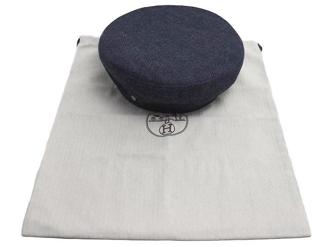 Boina Hermès de denim, algodón y poliéster 57 Azul - vista 7