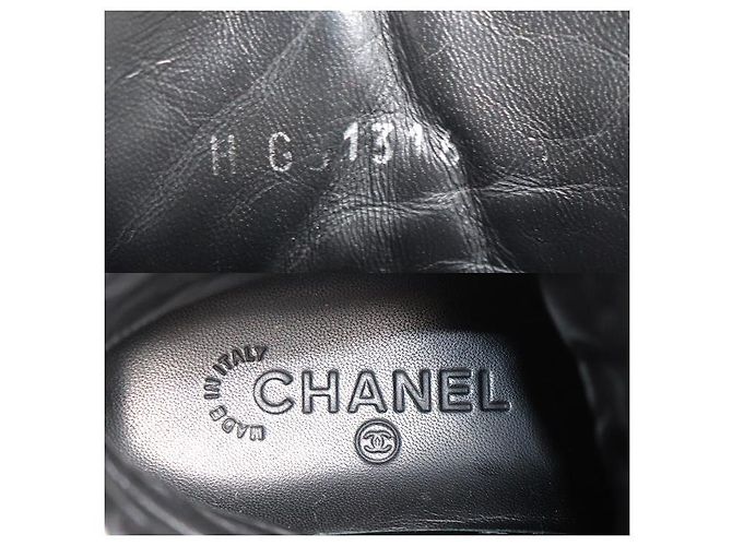 Sneakers alte Chanel in pelle con catena Nero - vista 6