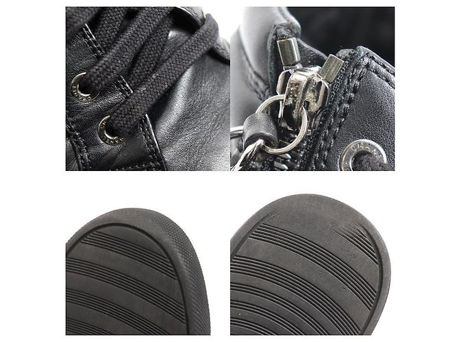 Sneakers alte Chanel in pelle con catena Nero - vista 8