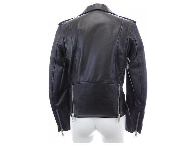 16 Céline Celine Klassische Bikerjacke aus Kalbsleder Schwarz - Ansicht 2