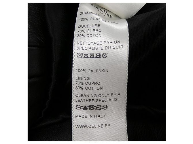 16 Céline Celine Klassische Bikerjacke aus Kalbsleder Schwarz - Ansicht 3