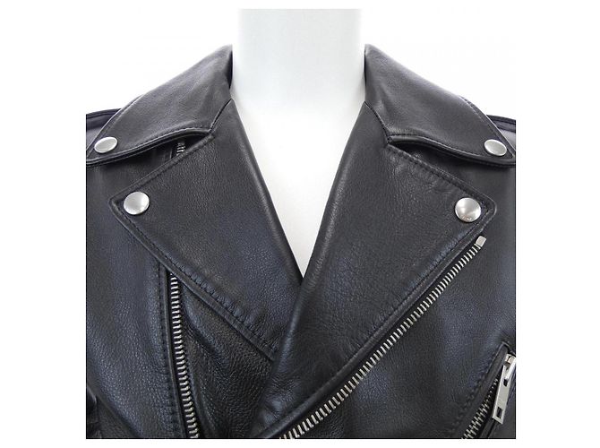16 Céline Celine Klassische Bikerjacke aus Kalbsleder Schwarz - Ansicht 5