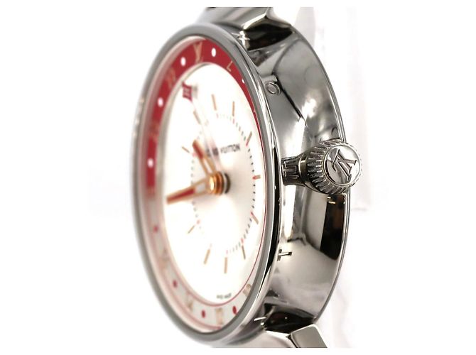 Louis Vuitton Tambour Moon Dual Time Stainless Steel Silvery - view 3