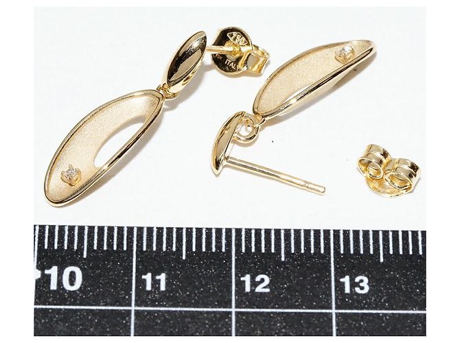 Autre Marque Au750 Diamant-Oval-Ohrringe Golden - Ansicht 3