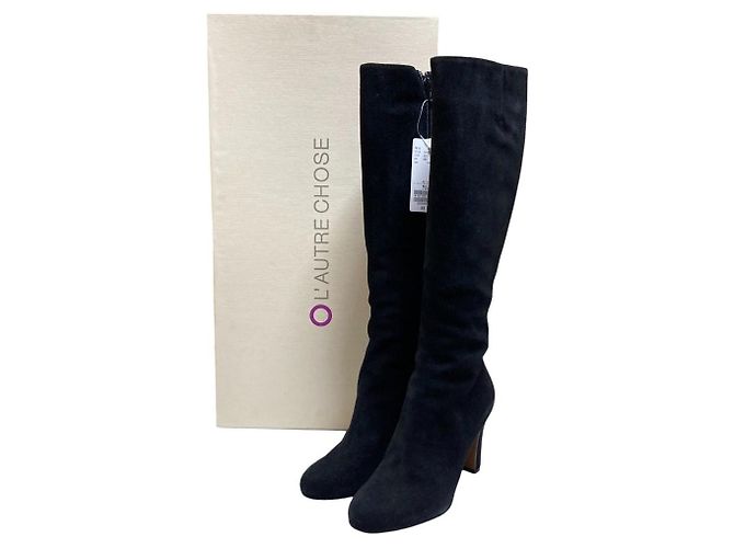 Autre Marque L'Autre Chose Botas Largas de Gamuza Negro - vista 8