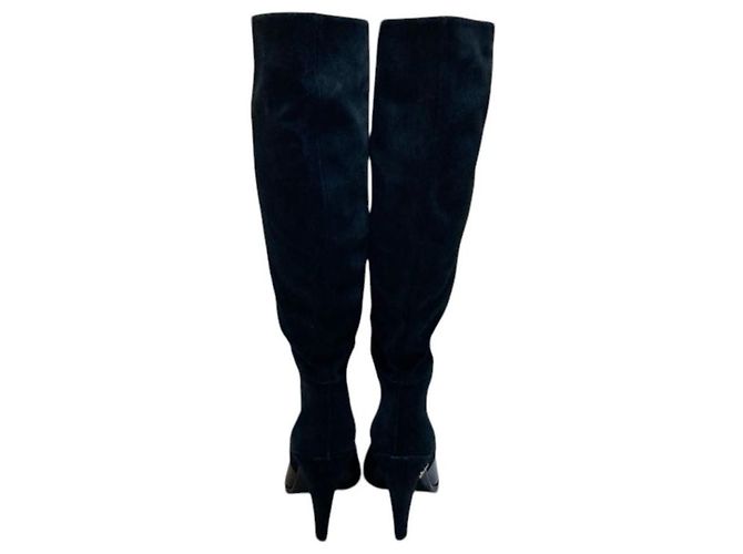Botas largas de cuero gamuza Gucci Negro - vista 3