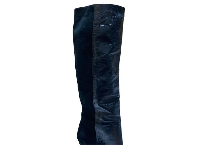 Botas largas de cuero gamuza Gucci Negro - vista 8