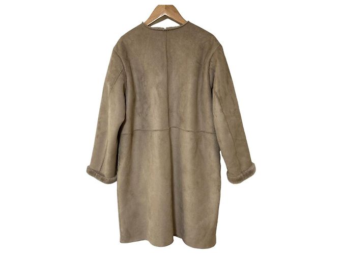 Autre Marque Casaco com zíper sem gola em faux shearling BEAMS HEART Bege - vista 2