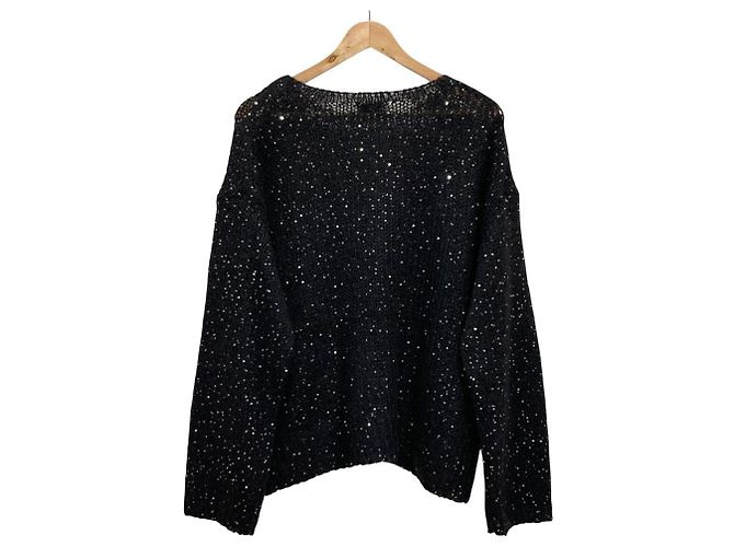 Autre Marque JOURNAL STANDARD L'ESSAGE Mohair MIX Pailletten-Pullover Strick Braun - Ansicht 2