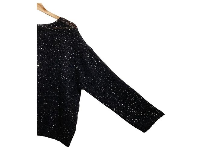 Autre Marque JOURNAL STANDARD L'ESSAGE Mohair MIX Pailletten-Pullover Strick Braun - Ansicht 3