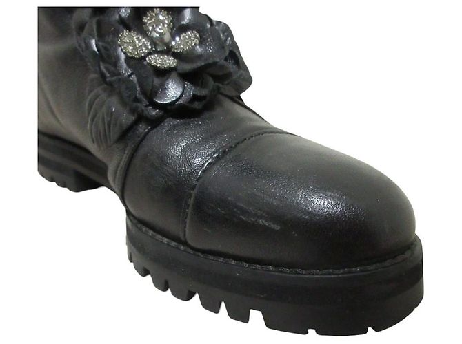 Jimmy Choo HAVANA FLAT Leder Stiefeletten Schwarz - Ansicht 8