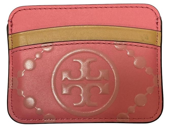 Tory Burch Porta carte T Monogram Rosa Beige - vista 2