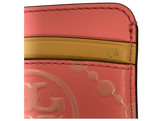 Tory Burch Porta carte T Monogram Rosa Beige - vista 5