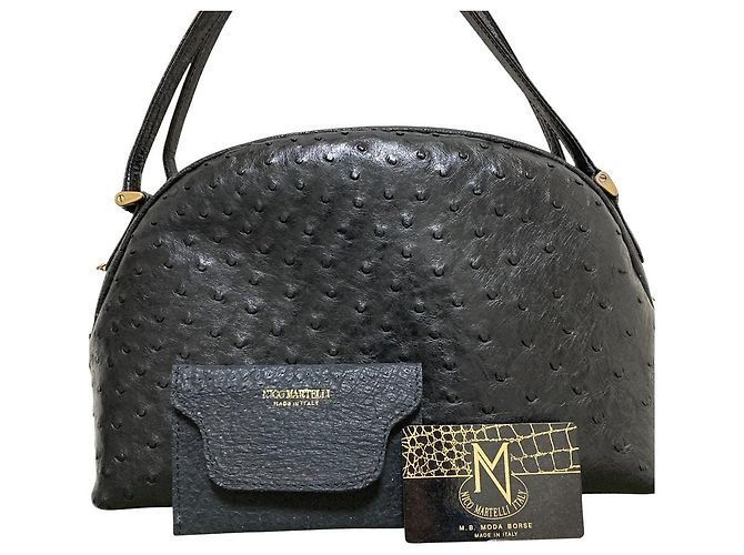 Autre Marque Bolsa de couro de avestruz NICO MARTELLI Preto - vista 6