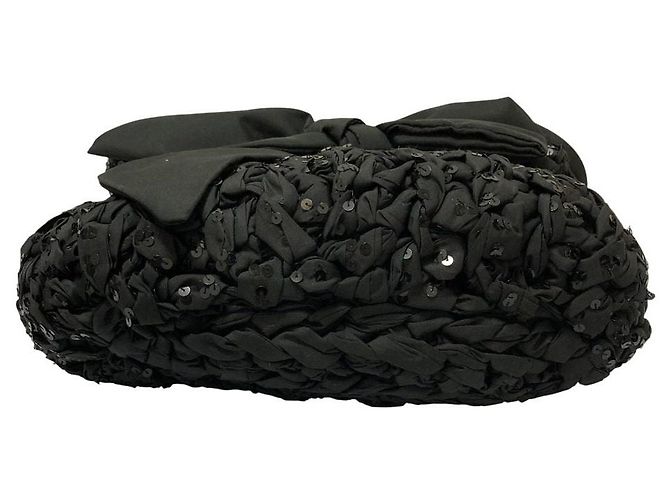 Autre Marque TO BE CHIC Sequin Ribbon Tote Bag Schwarz - Ansicht 6
