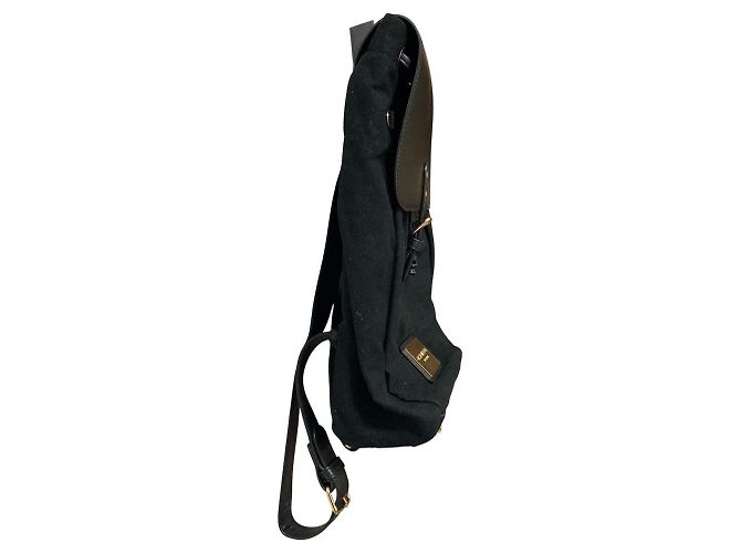 Autre Marque Zaino Gaston Luga Canvas Leather Nero D'oro - vista 2