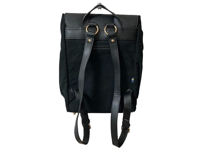 Autre Marque Zaino Gaston Luga Canvas Leather Nero D'oro - vista 3