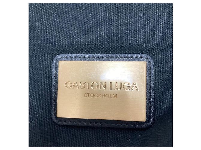Autre Marque Zaino Gaston Luga Canvas Leather Nero D'oro - vista 7