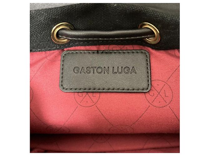Autre Marque Zaino Gaston Luga Canvas Leather Nero D'oro - vista 8