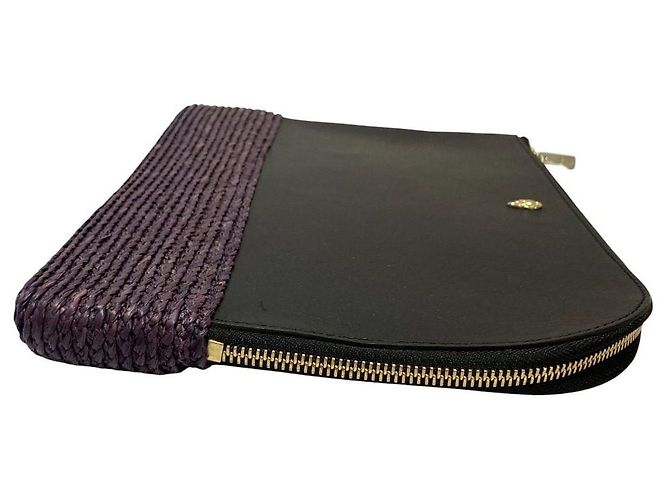 Autre Marque Clutch in pelle e rafia HELEN KAMINSKI Nero D'oro Porpora - vista 4