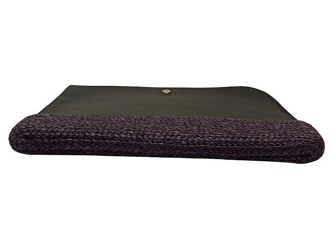 Autre Marque Clutch in pelle e rafia HELEN KAMINSKI Nero D'oro Porpora - vista 5