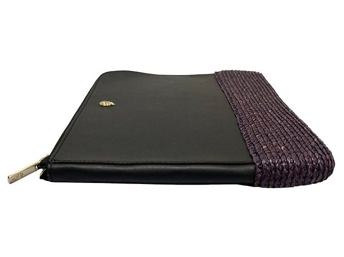 Autre Marque Clutch in pelle e rafia HELEN KAMINSKI Nero D'oro Porpora - vista 6