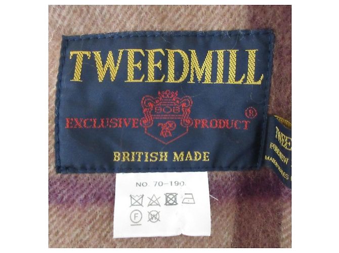 Autre Marque TWEEDMILL Großer karierter Schal aus Lammwolle Braun Lila - Ansicht 7