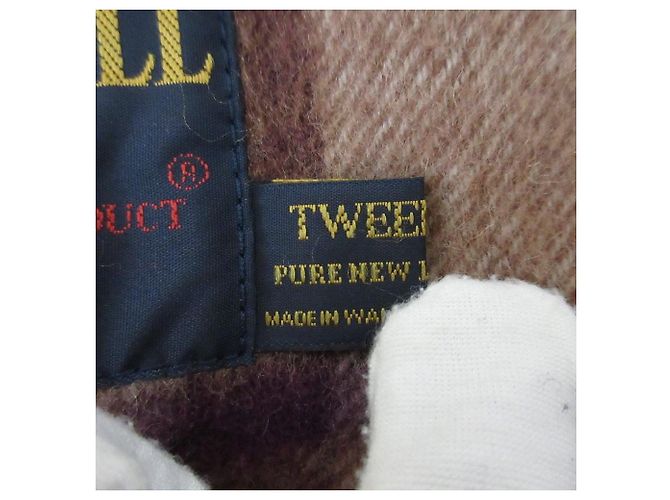 Autre Marque TWEEDMILL Großer karierter Schal aus Lammwolle Braun Lila - Ansicht 8