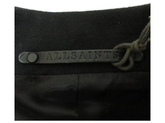 Abrigo All Saints SIDNEY LEA de lana, cashmere y cuero Negro - vista 10