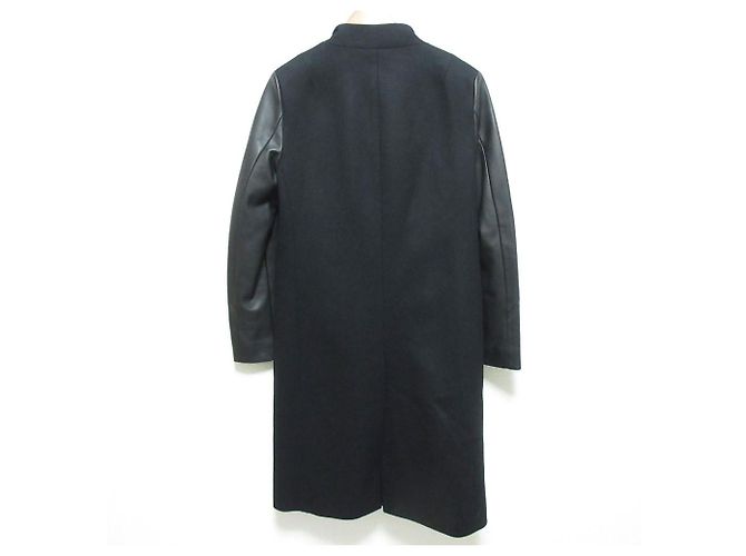 Abrigo All Saints SIDNEY LEA de lana, cashmere y cuero Negro - vista 2