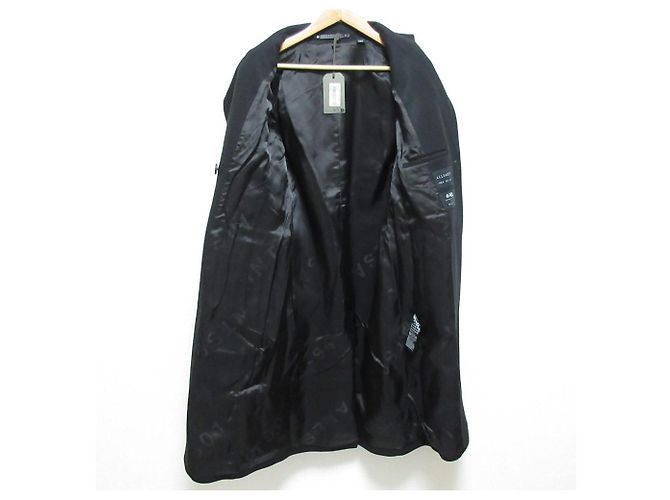 Abrigo All Saints SIDNEY LEA de lana, cashmere y cuero Negro - vista 3