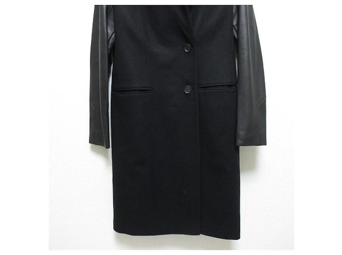 Abrigo All Saints SIDNEY LEA de lana, cashmere y cuero Negro - vista 5