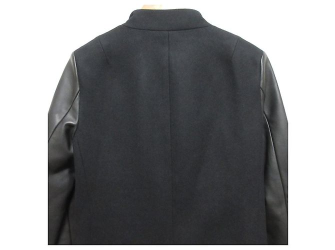Abrigo All Saints SIDNEY LEA de lana, cashmere y cuero Negro - vista 6