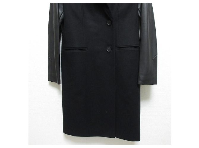 Abrigo All Saints SIDNEY LEA de lana, cashmere y cuero Negro - vista 7