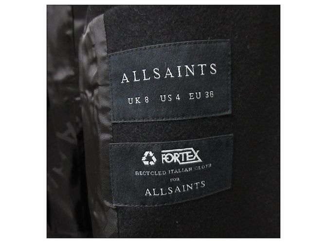 Abrigo All Saints SIDNEY LEA de lana, cashmere y cuero Negro - vista 8