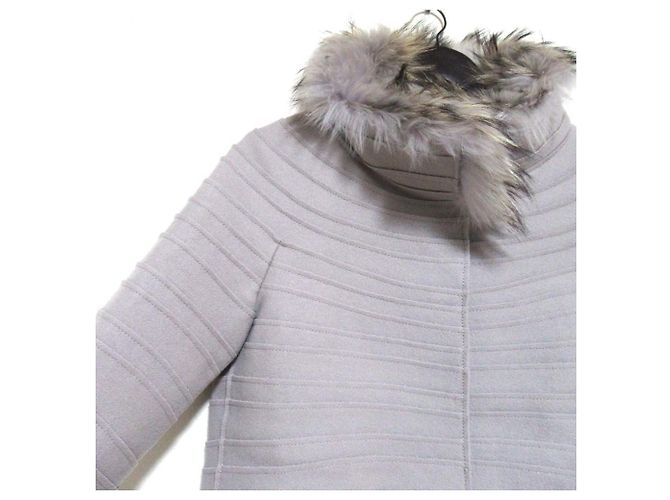 Autre Marque Abrigo con ribete de piel Alberta Ferretti Castaño - vista 3