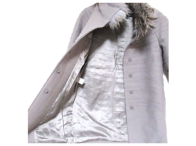 Autre Marque Abrigo con ribete de piel Alberta Ferretti Castaño - vista 5