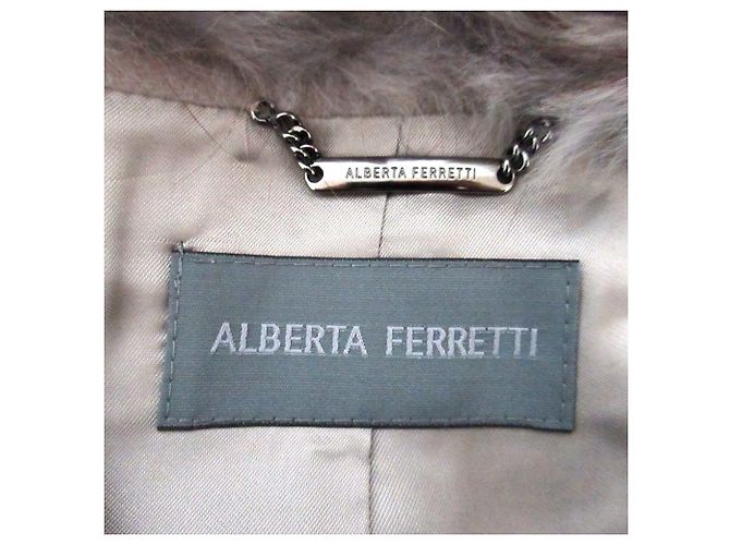 Autre Marque Abrigo con ribete de piel Alberta Ferretti Castaño - vista 9